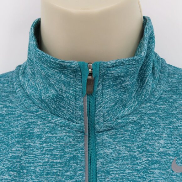 Nike Womens Extra Small XS Teal Green Heathered Pullover Quarter Zip Dri Fit - Picture 3 of 13